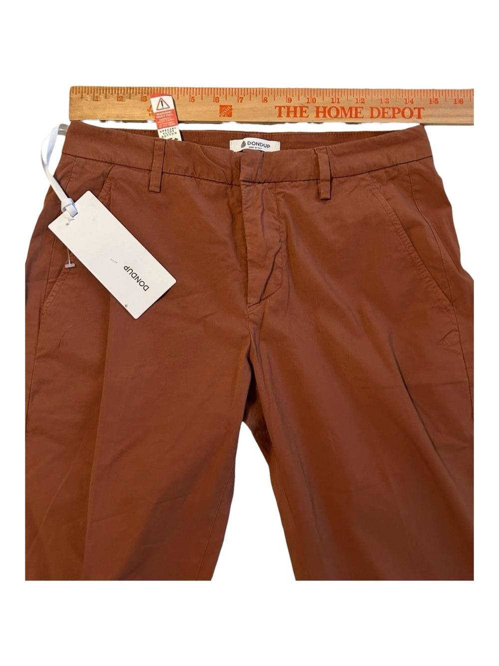 DONDUP GAUBERT SLIM-FIT COTTON WEAVE CUFFED ITALIAN TROUSERS 29 x 29 UNCUFFED 31 - Picture 8 of 11